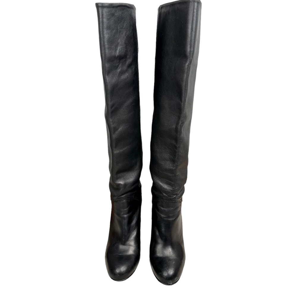 Stuart Weitzman Leather Knee Height Wedge Boots - Picture 2 of 7